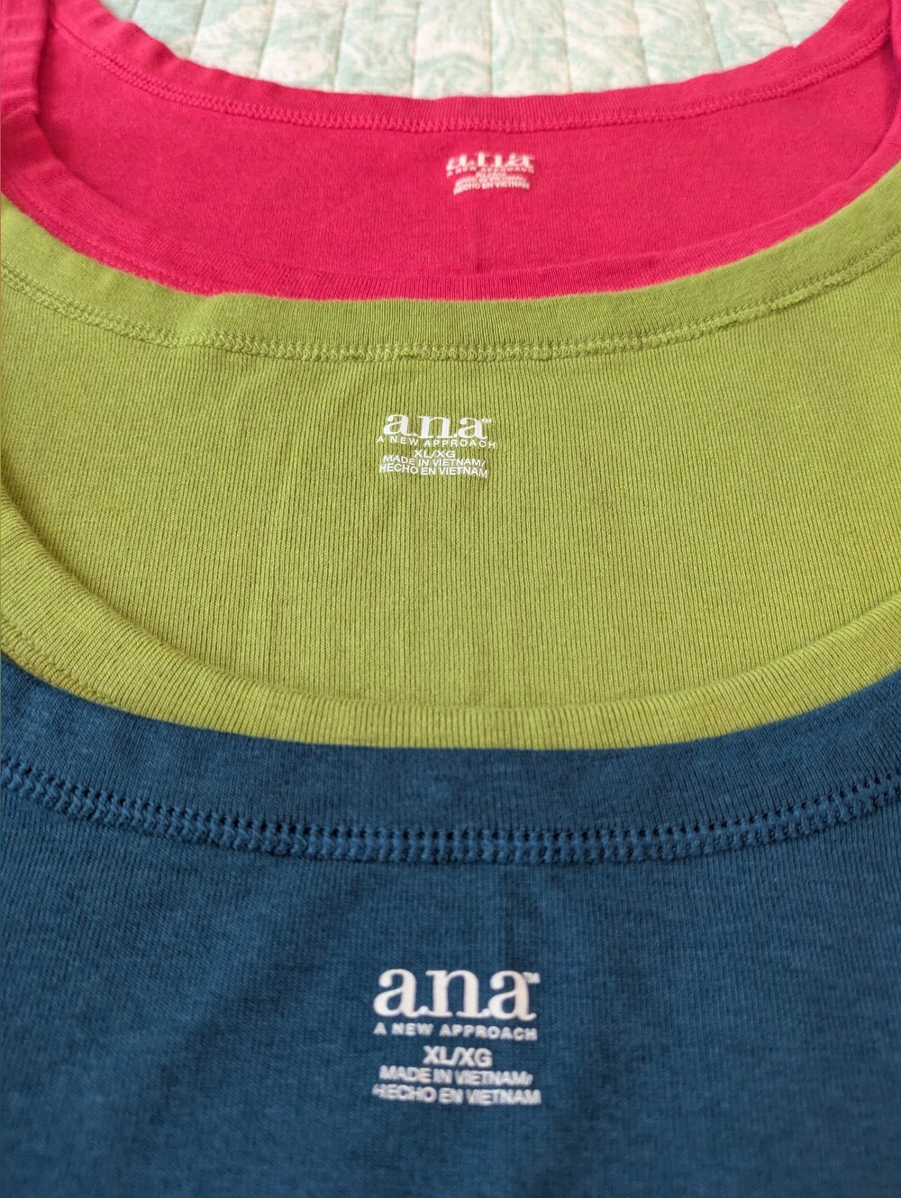 a.n.a Tank Top Trio in Pink, Green & Blue. Like New. Soft Cotton Modal Blend. XL